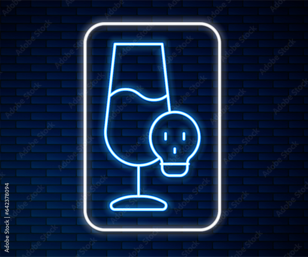 Glowing neon line Poisoned alcohol icon isolated on brick wall background. Vector Glowing neon line Poisoned alcohol icon isolated on brick wall background. Vector