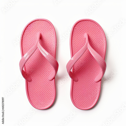 Pink flip flops isolated on white background