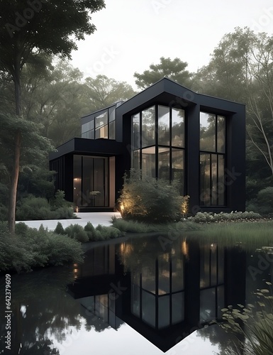 Reflection of a house in the water,House design ideas