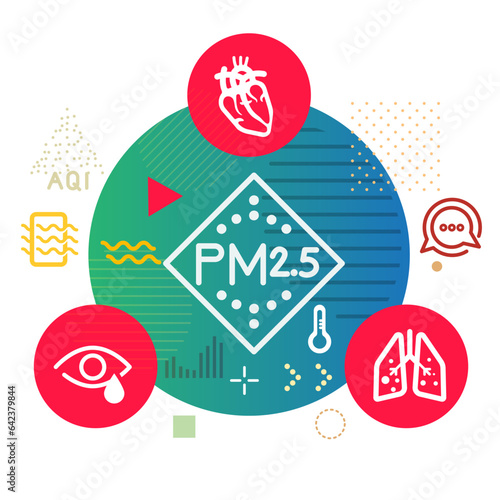 Pollution PM 2.5 Particulate Matter effect on Human Health - Illustration