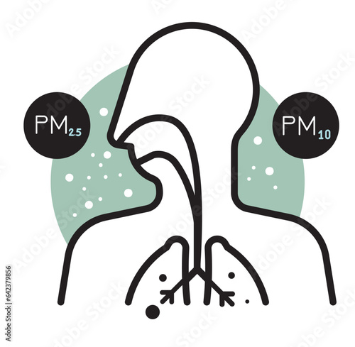 Effect of Particulate Matter PM 10 and 2.5 Pollution on Human Body - Icon