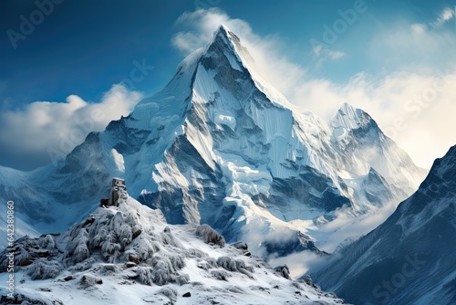 Mount Everest isolated on white background © Damnino