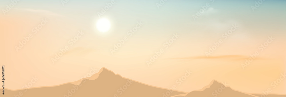 sunset over mountains with beautiful sky vector background