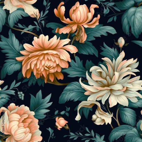 Seamless vintage floral pattern with beautiful flowers. Contemporary design for fabric textile, wedding stationary, wallpaper, DIY, packaging, cards