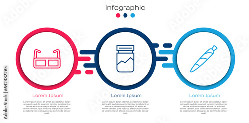 Set line Glasses, Plastic bag of drug and Marijuana joint, spliff. Business infographic template. Vector