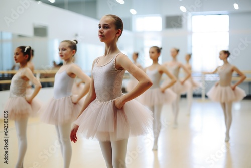 Grace and Dedication: Representational Portrait of a Girl in Tutu Among Ballet Dancers