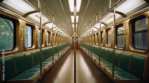 Interior design of a subway train.