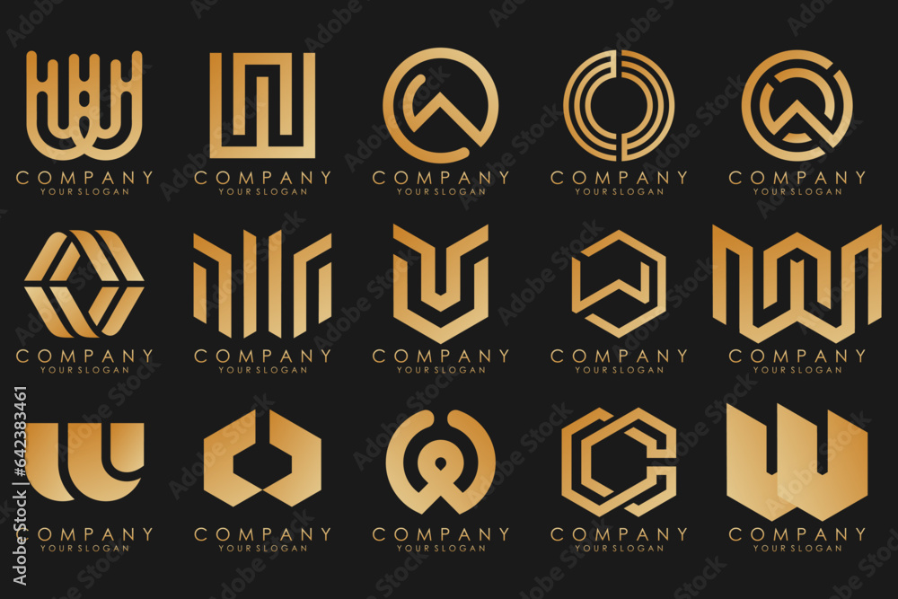 Abstract collection with letters W logo design. creative design logotype W with gold color. Abstract collection with letters W logo design. creative design logotype W with gold color.