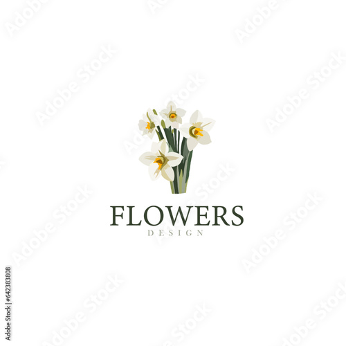 logotype with pastel watercolor bouqet flowers