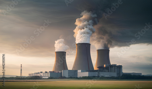 Fotografia Atomic power plant at sunset