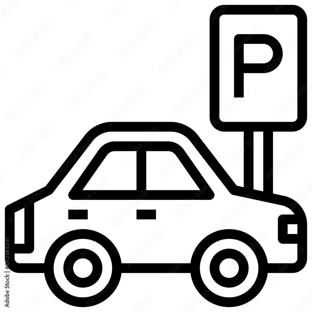 CAR PARK line icon,linear,outline,graphic,illustration CAR PARK line icon,linear,outline,graphic,illustration