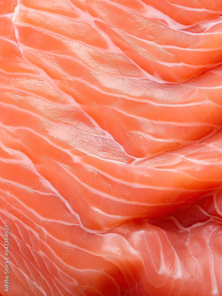 A macro view of salmon's texture.