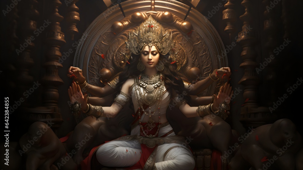 Fototapeta premium Hindu goddess Durga generated by Ai