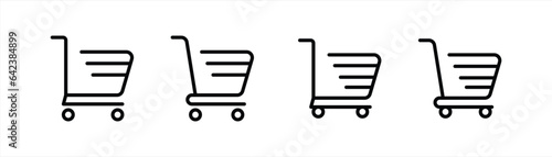 shopping cart icon set. different shopping cart icon symbol sign collections. simple line style and black color, vector illustration