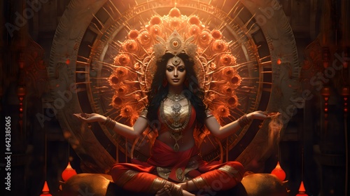 Hindu goddess Durga generated by Ai photo