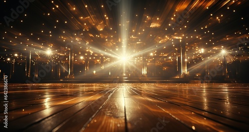 stage near reflected lights and floor, in the style of festive atmosphere, © Ирина Малышкина