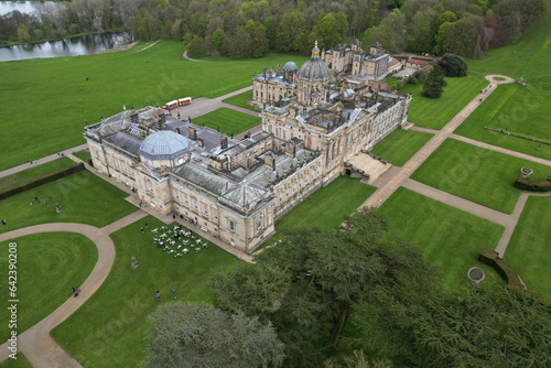 aerial view of Castle Howard. baroque style 18th-century stately home in North Yorkshire. 