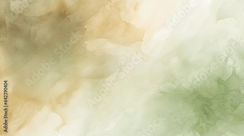 Green brown abstract watercolor background with splashes