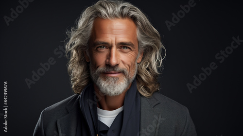 Aging mature man with gray hair and happy smiling. © Pete Garrison