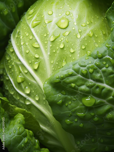 Close-ups of fresh cabbage leaves.