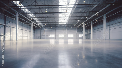 Empty storage facility with ample lighting. photo