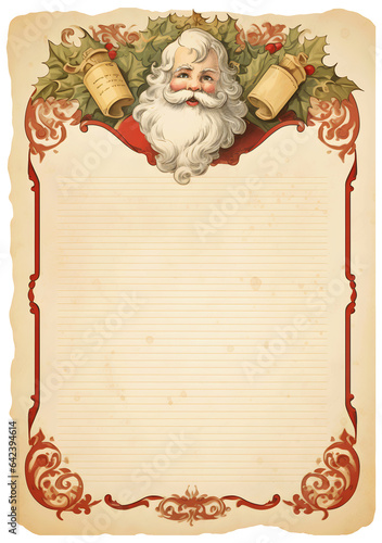 Santa claus blank vintage letter on transparent background
