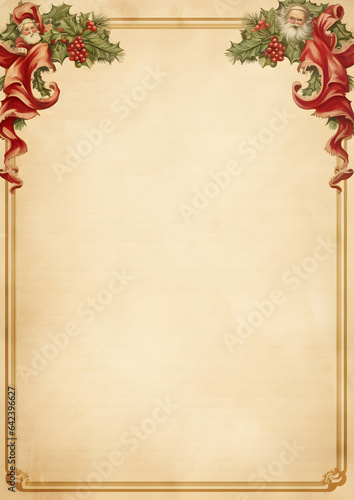 blank vintage letter for santa claus on transparent background