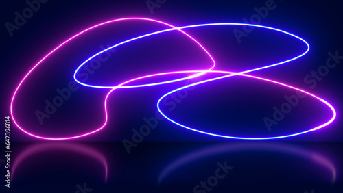 Abstract background of glowing neon lights in alpha shaped lines photo