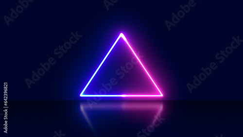 Abstract background with neon lights in triangle shape photo