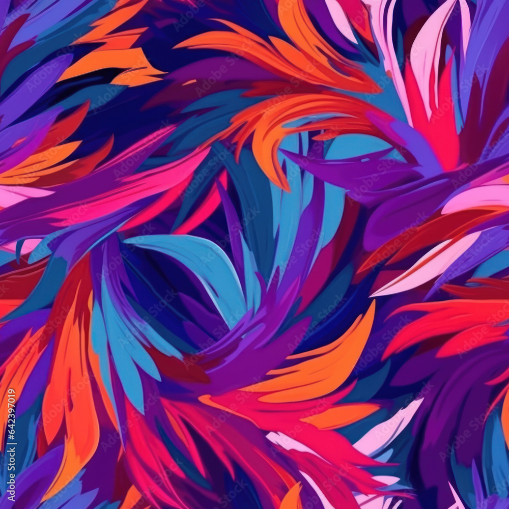 Fototapeta premium Colorful brush strokes abstract seamless pattern.