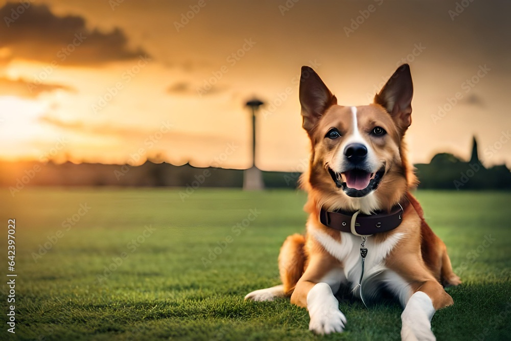 dog on the grass generated by AI tool