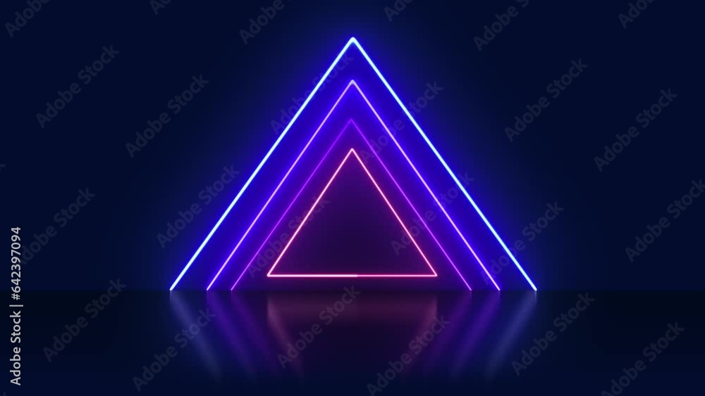 Abstract background with flashing neon lights in triangle shape