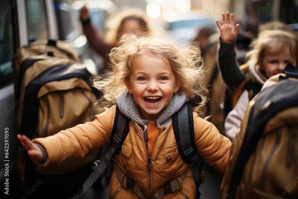Children going to school. Primary education. Generated with AI Children going to school. Primary education. Generated with AI