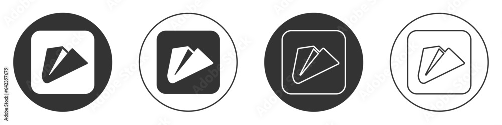 Black Paper airplane icon isolated on white background. Circle button. Vector Black Paper airplane icon isolated on white background. Circle button. Vector