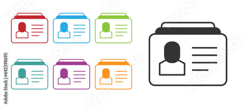 Black Resume icon isolated on white background. CV application. Searching professional staff. Analyzing personnel resume. Set icons colorful. Vector