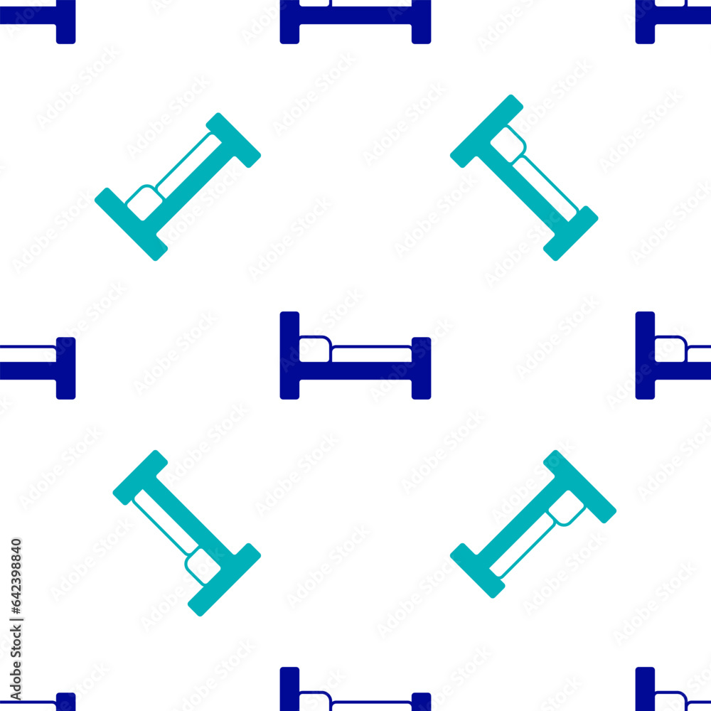 Blue Bed icon isolated seamless pattern on white background. Vector Blue Bed icon isolated seamless pattern on white background. Vector