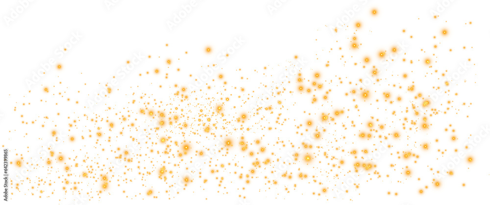 Yellow sparks glitter special light effect. Sparkles on transparent background. Christmas abstract pattern. Sparkling magic dust particles.