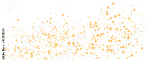 Yellow sparks glitter special light effect. Sparkles on transparent background. Christmas abstract pattern. Sparkling magic dust particles.