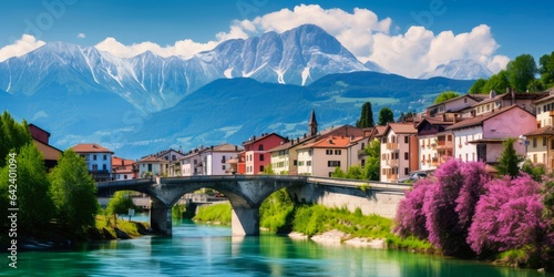 Breathtaking Scenery of Beautiful Belluno town in Northern Italy Surrounded by Majestic Dolomite Mountains - Perfect for your next Holiday