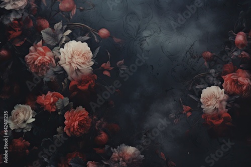Moody Flowers: Mysterious Victorian Romance with Floral Blossom Background photo