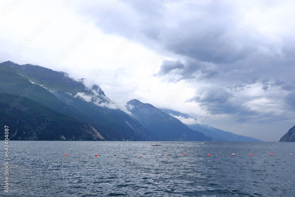 Lago di Garda in Riva on a cloudy day, Europe, Italy