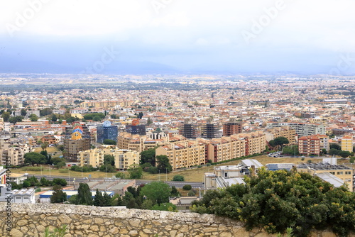Panoramic view over the city of Cagliari, capital of Sardinia, Italy; view from Parco di San Michele