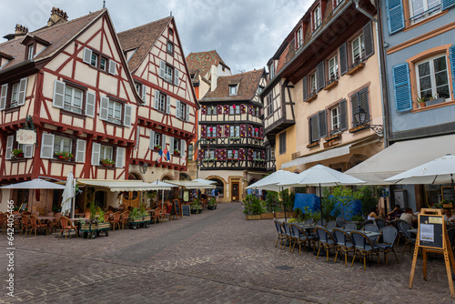 Fototapeta Naklejka Na Ścianę i Meble -  The town of Colmar in the French Alsace region with picturesque half-timbered houses and a fairytale atmosphere, the city is also called Little Venice