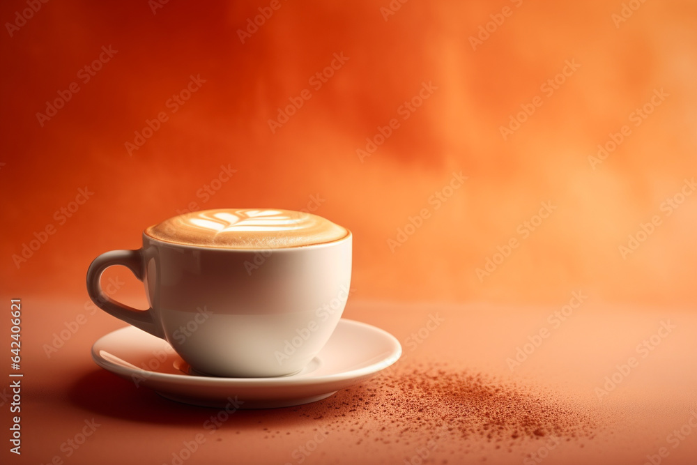 Cappuccino cup on neutral color background Cappuccino cup on neutral color background