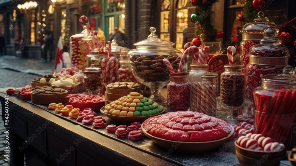 European Christmas markets, buying candy from market
