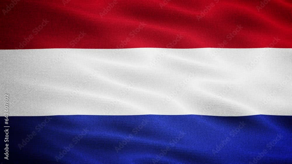 Natural Waving Fabric Texture Of Netherlands National Flag Graphic Background, Seamless Loop Natural Waving Fabric Texture Of Netherlands National Flag Graphic Background, Seamless Loop