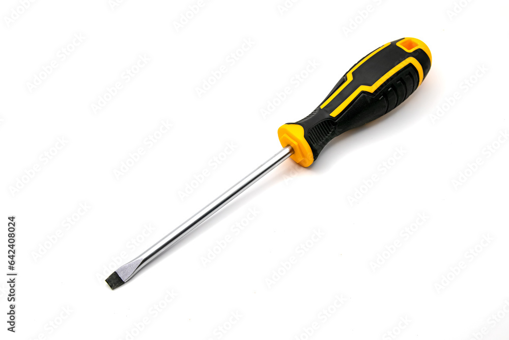 Yellow-black screwdriver with flat tip Yellow-black screwdriver with flat tip
