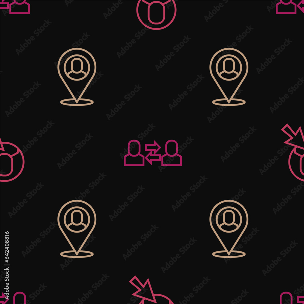 Set line Worker, location and Exchange work on seamless pattern. Vector Set line Worker, location and Exchange work on seamless pattern. Vector