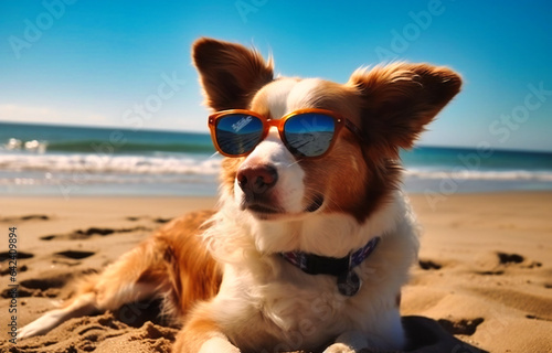 Dog in Sunglasses on the Beach: Cool Canine Vacation © Rabbi