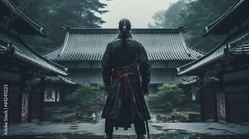 samurai with a sword standing of front